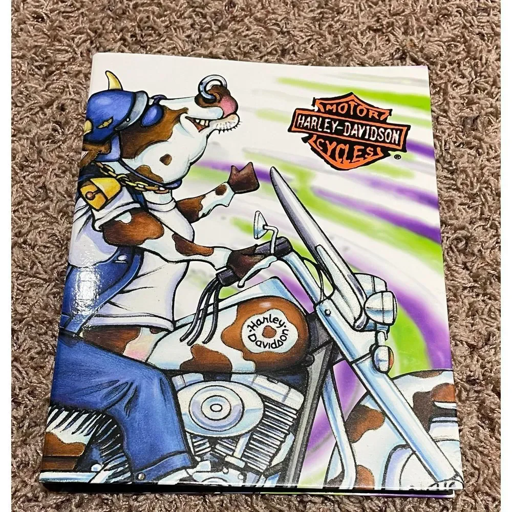 Harley Davidson 3-ring binder Vintage Motorcycle Cow Graphic Organizer‎